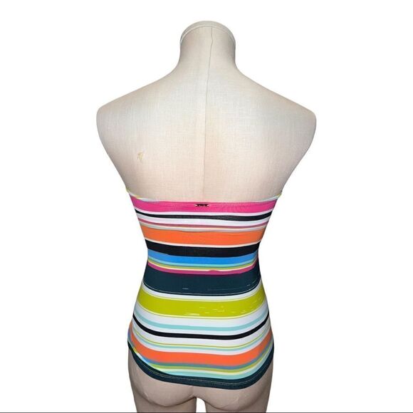 Anne Cole Twist Front Bandeaukini Swim Top Clear Water Stripe Print XS NWT - Picture 3 of 8